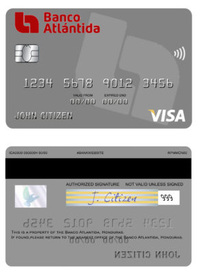 Fillable Honduras Banco Atlantida visa card Templates | Layer-Based PSD