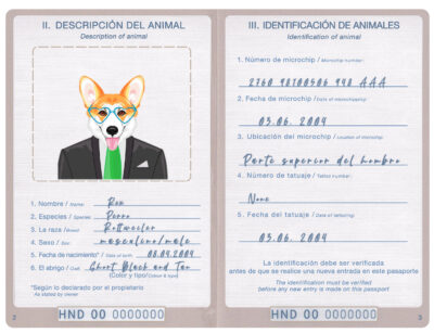 Honduras dog Fake PSD Passport | Instant Download