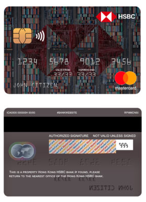 Fillable Hong Kong HSBC bank mastercard Templates | Layer-Based PSD