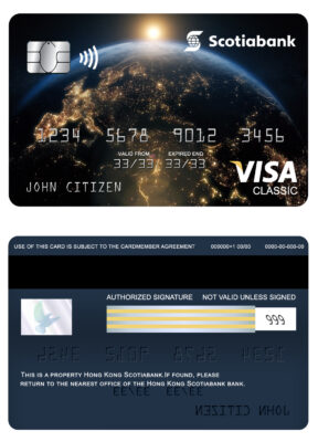 Fillable Hong Kong Scotiabank visa classic card Templates | Layer-Based PSD