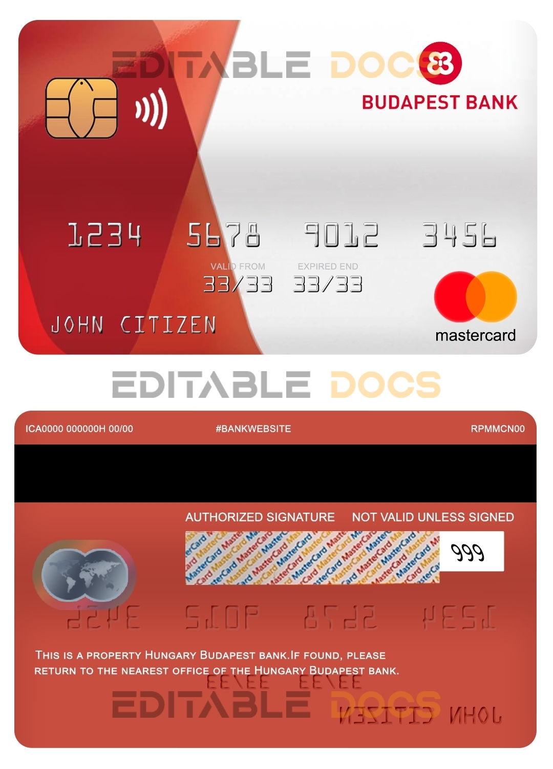 Fillable Hungary Budapest bank mastercard Templates | Layer-Based PSD