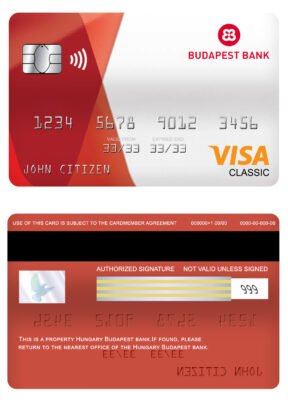 Editable Hungary Budapest bank visa classic card Templates in PSD Format