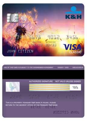 Editable Hungary K&H bank visa classic card Templates in PSD Format