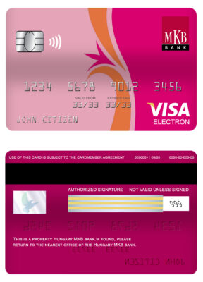 Editable Hungary MKB bank visa electron card Templates in PSD Format