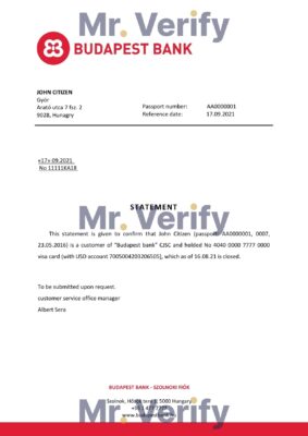Download Hungary Budapest Bank Reference Letter Templates | Editable Word