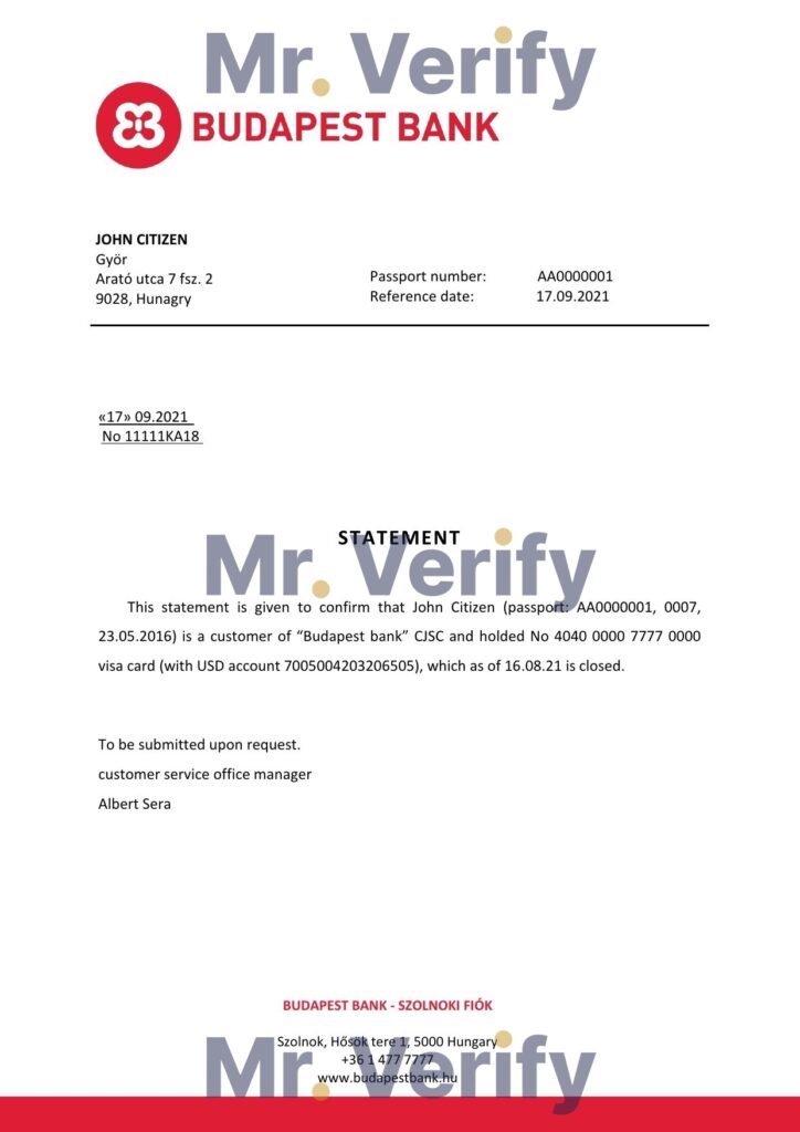 Download Hungary Budapest Bank Reference Letter Templates | Editable Word