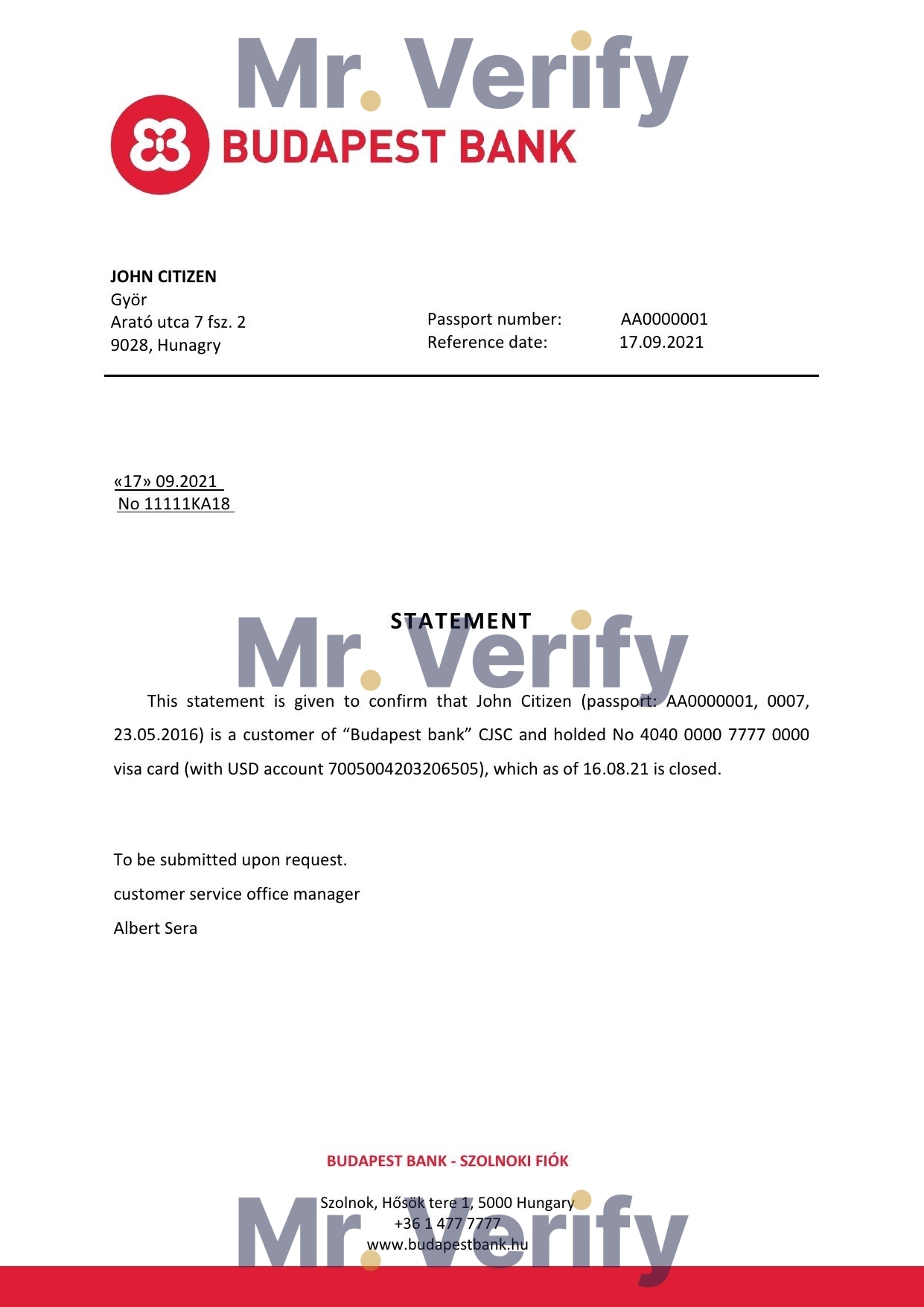 Download Hungary Budapest Bank Reference Letter Templates | Editable Word