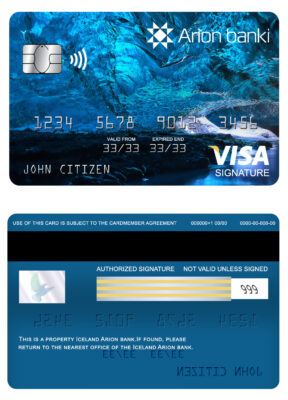 Editable Iceland Arion bank visa signature card Templates in PSD Format