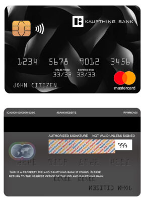 Fillable Iceland Kaupthing bank mastercard Templates | Layer-Based PSD