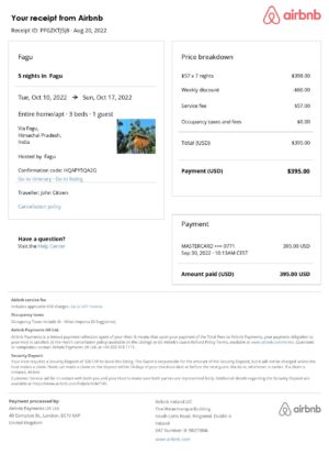 India Editable Docs 12 Customizable India Airbnb Reservation Template | Word & PDF Formats