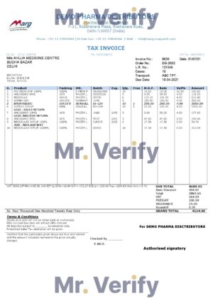 India Editable Docs 14 High-Quality India Demo Pharma Distributor medicine consultancy services Invoice Template PDF | Fully Editable
