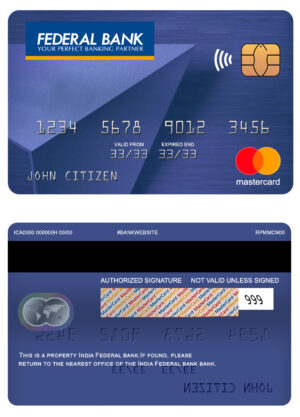 India Editable Docs 3 Fillable India Federal bank mastercard Templates