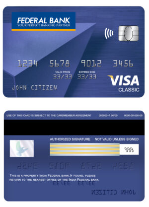 India Editable Docs 4 Editable India Federal bank visa classic card Templates