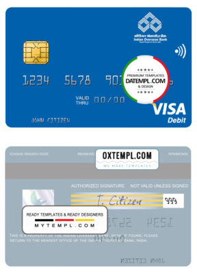 Fillable India Indian Overseas Bank visa card Templates | Layer-Based PSD