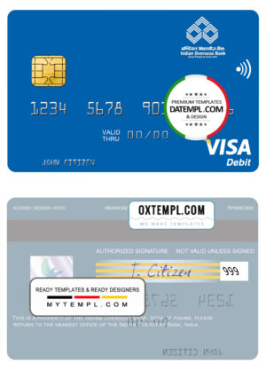 India Editable Docs 13 Fillable India Indian Overseas Bank visa card Templates | Layer-Based PSD
