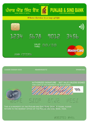 Editable India Punjab and Sind Bank mastercard Templates in PSD Format