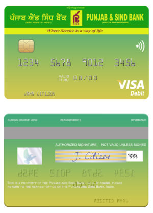 India Editable Docs 15 Fillable India Punjab and Sind Bank visa card Templates | Layer-Based PSD