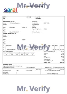 High-Quality India Saral cooperative altimetry technology mission Invoice Template PDF | Fully Editable