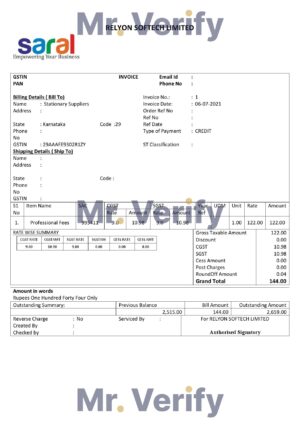 India Editable Docs 1 High-Quality India Saral cooperative altimetry technology mission Invoice Template PDF | Fully Editable