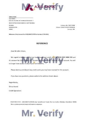 Download India Axis Bank Reference Letter Templates | Editable Word