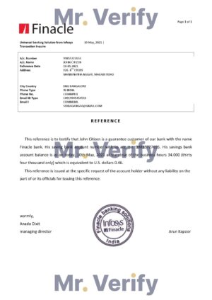 India Editable Docs 1 Download India Finacle Bank Reference Letter Templates | Editable Word