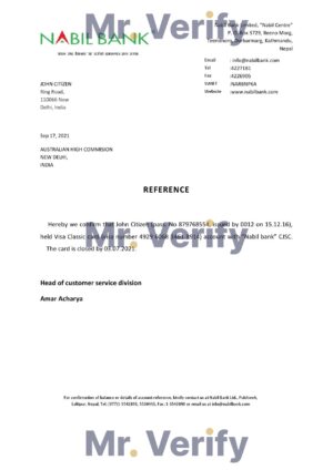 India Editable Docs 11 Download India Nabil Bank Reference Letter Templates | Editable Word
