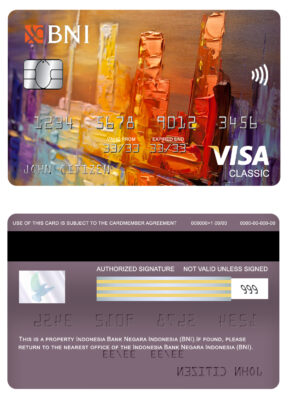 Editable Indonesia bank Negara Indonesia (BNI) bank visa classic card Templates in PSD Format