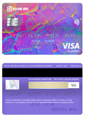 Editable Indonesia bank Rakyat Indonesia (BRI) bank visa classic card Templates in PSD Format