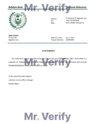 Download Iraq Rafidain Bank Reference Letter Templates | Editable Word