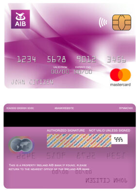 Editable Ireland AIB bank mastercard Templates in PSD Format