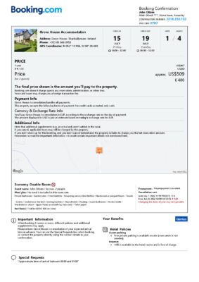 Customizable Ireland Airbnb Reservation Template | Word & PDF Formats