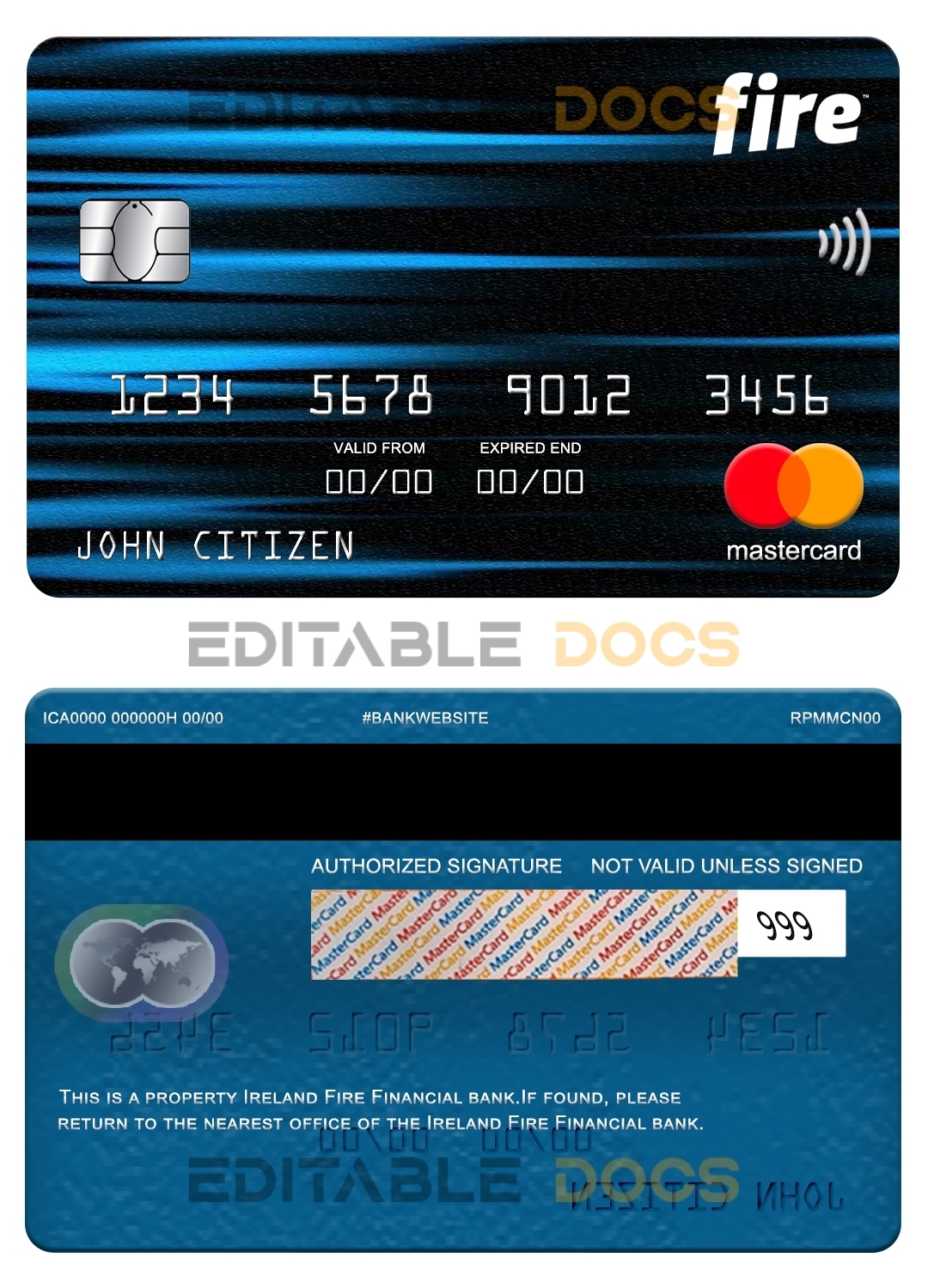 Fillable Ireland Fire Financial Services Limited the Observatory bank mastercard Templates | Layer-Based PSD