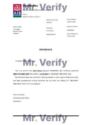 Download Ireland AIB Bank Reference Letter Templates | Editable Word
