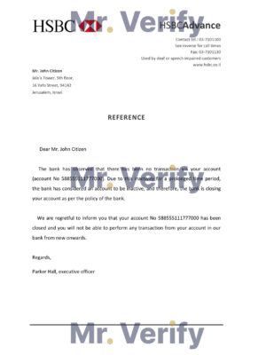Download Israel HSBC Bank Reference Letter Templates | Editable Word