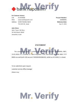Download Israel Hapoalim Bank Reference Letter Templates | Editable Word