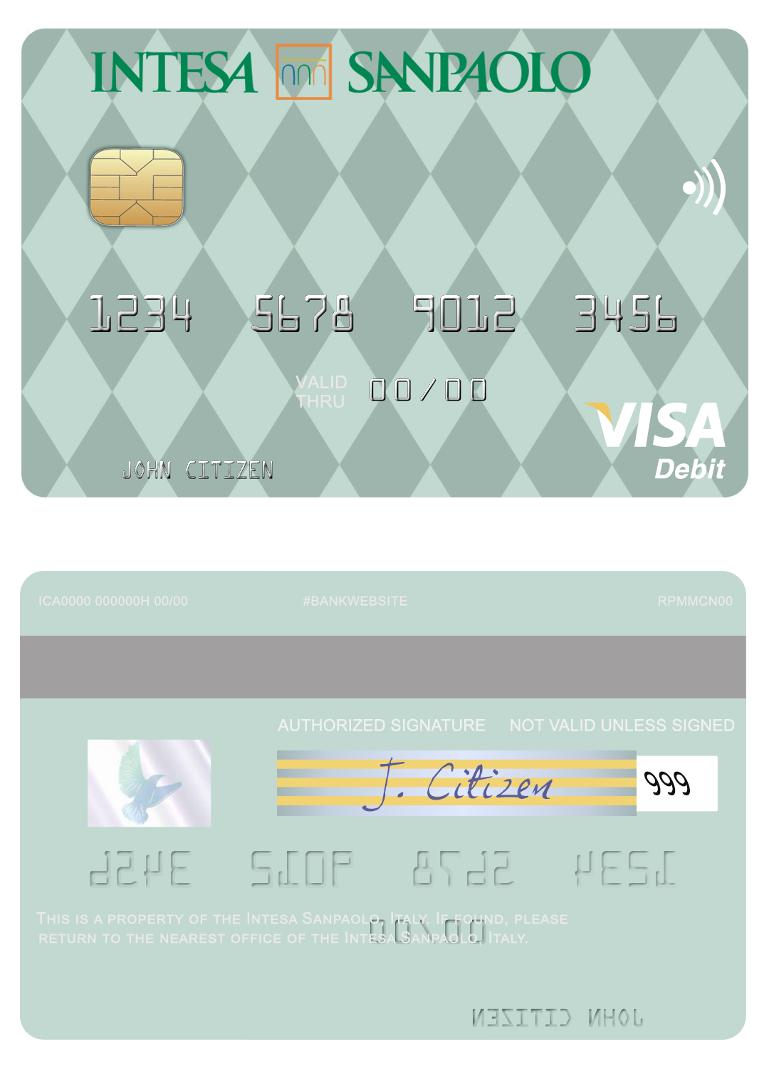 Fillable Italy Intesa Sanpaolo visa card Templates | Layer-Based PSD