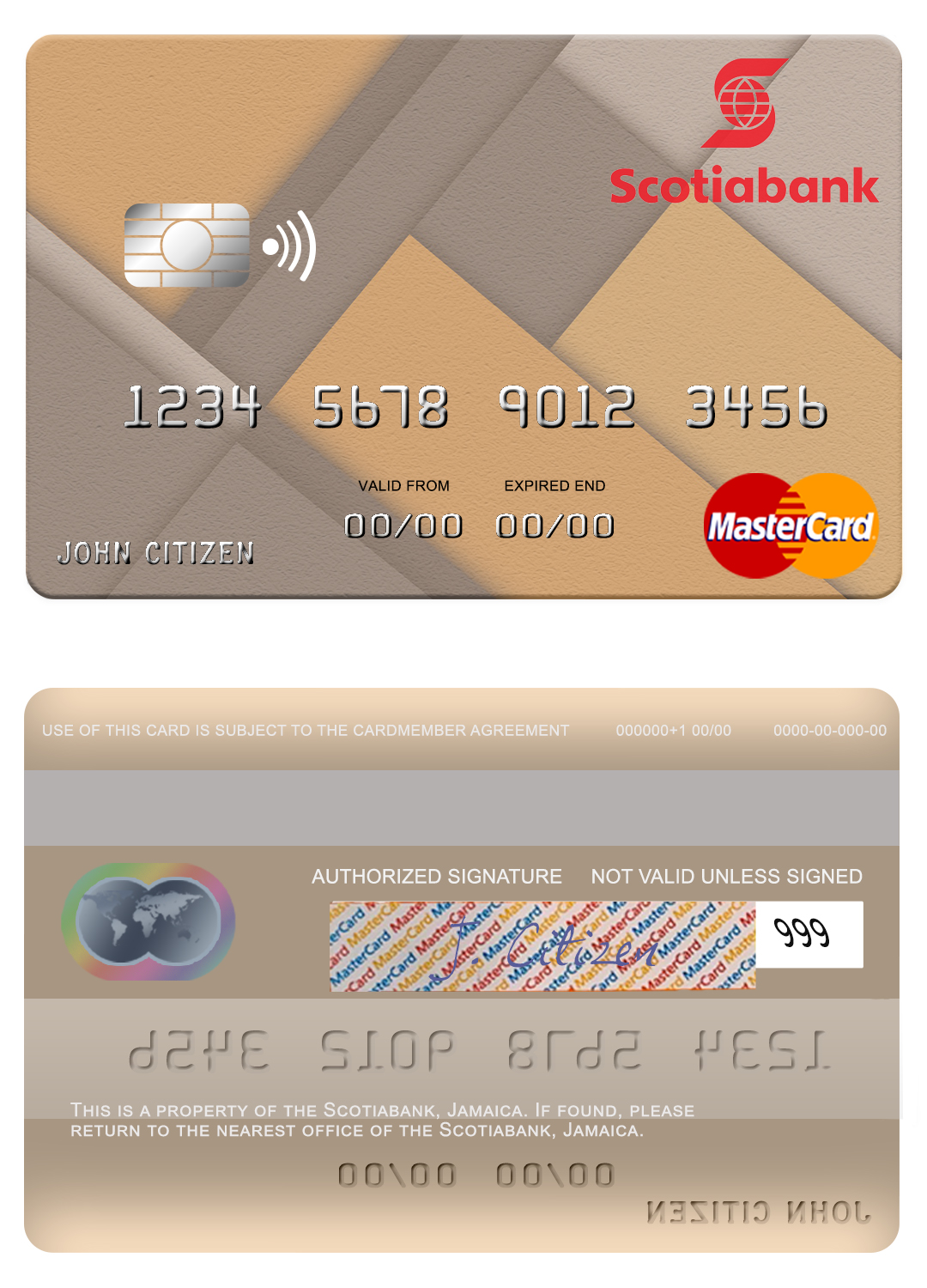 Fillable Jamaica Scotiabank mastercard Templates | Layer-Based PSD