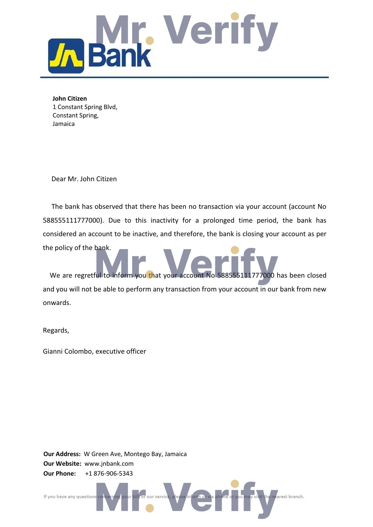 Download Jamaica National Bank Reference Letter Templates | Editable Word
