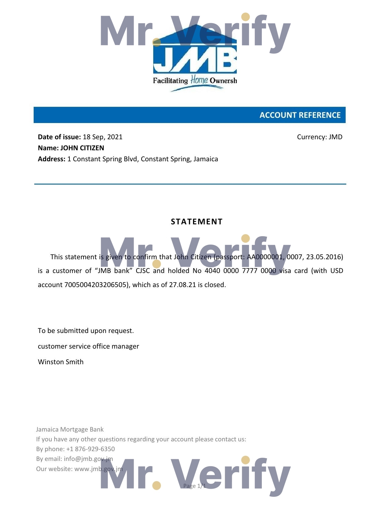Download Jamaica Mortgage Bank Reference Letter Templates | Editable Word