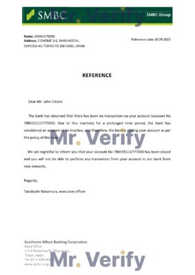 Download Japan SMBC Bank Reference Letter Templates | Editable Word