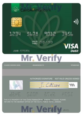 Fillable Jordan Cairo Amman Bank visa card Templates | Layer-Based PSD
