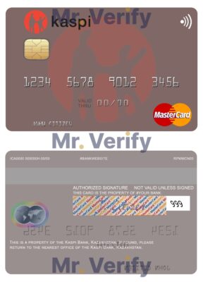 Editable Kazakhstan Kaspi Bank mastercard Templates in PSD Format