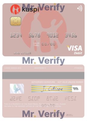 Fillable Kazakhstan Kaspi Bank visa card Templates | Layer-Based PSD