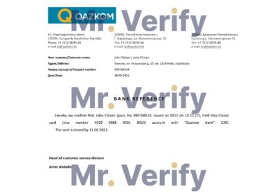 Download Kazakhstan Qazkom Bank Reference Letter Templates Editable Word