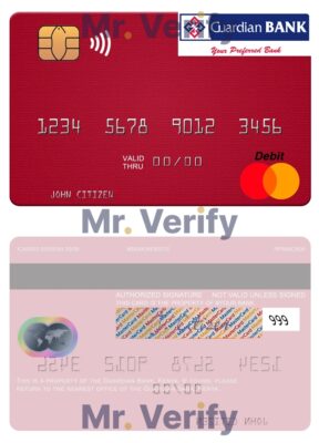 Editable Kenya Guardian Bank mastercard credit card Templates in PSD Format