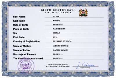 Authentic Kenya Birth Certificate Template | Customize and Download Online