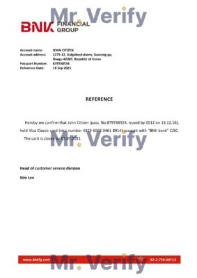 Download Korea BNK Bank Reference Letter Templates | Editable Word