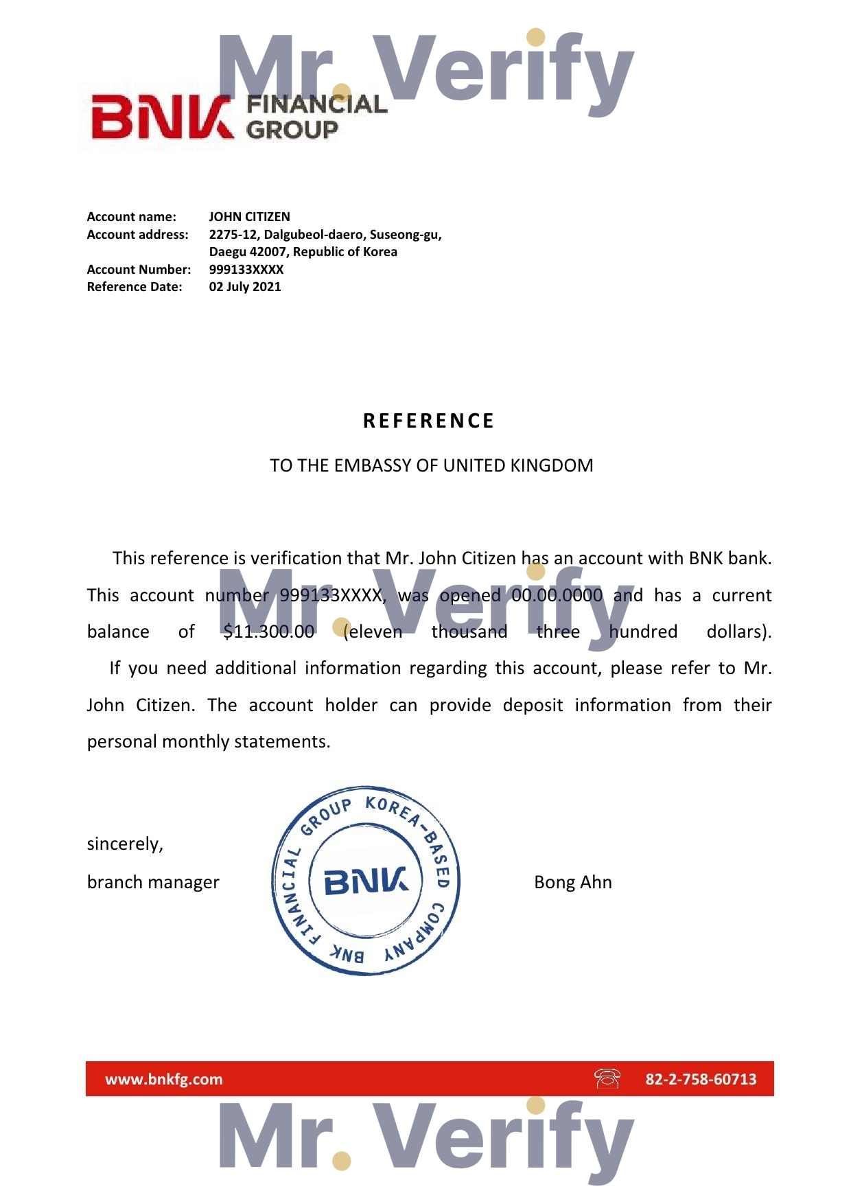 Download Korea BNK Bank Reference Letter Templates | Editable Word