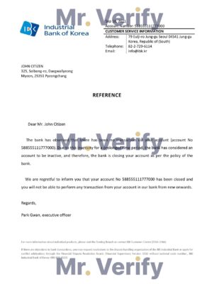Download Korea Industrial Bank Reference Letter Templates Editable Word
