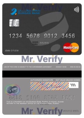 Editable Kuwait Burgan Bank mastercard credit card Templates in PSD Format
